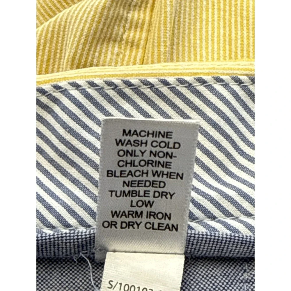 Banana Republic S/ Shorts Mens 36 Yellow Striped 100% Cotton Flat Front